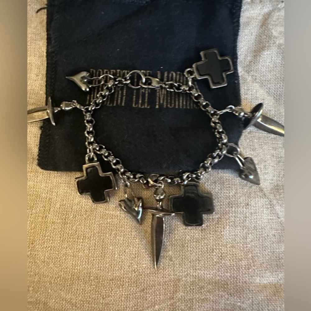 Vintage Robert Lee Morris RLM Dagger & Cross Charm Bracelet